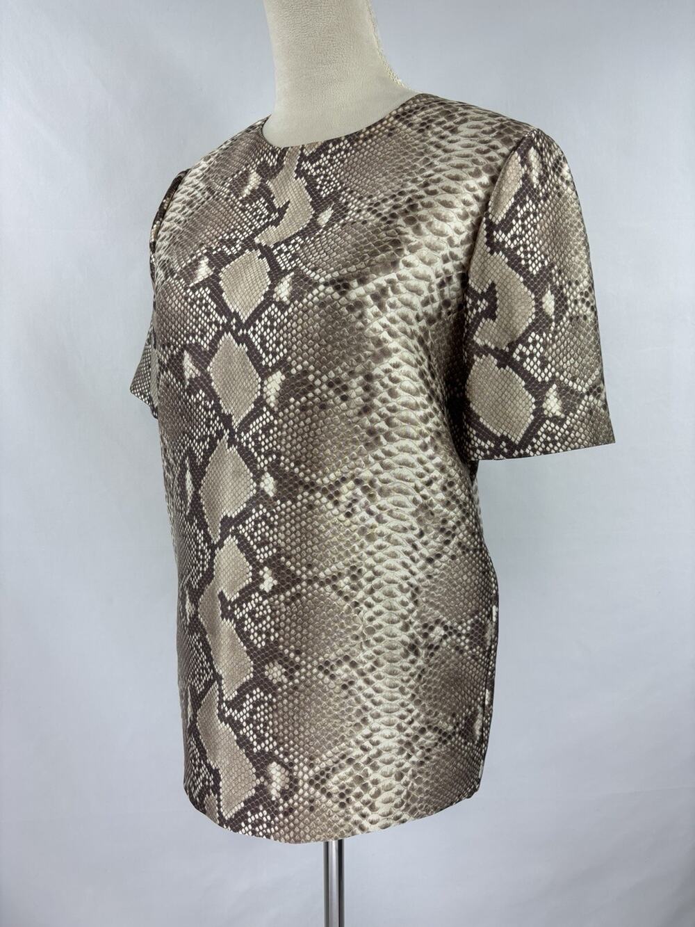 Tory Burch Snakeprint Snake Reptile Animal Print Blouse Top Brown 4 Wool Silk